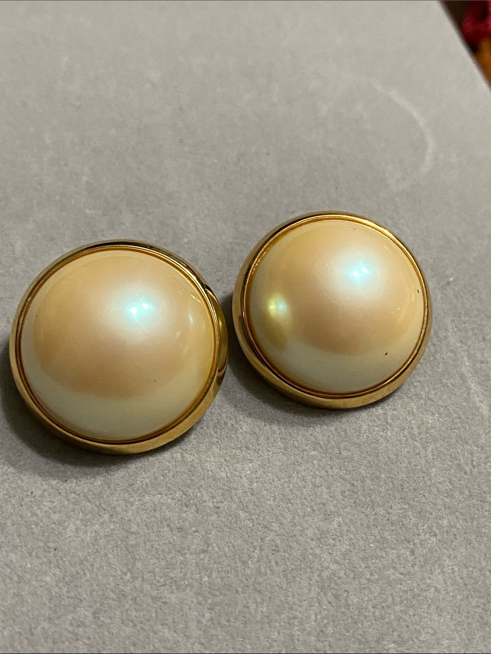 Vintage Richelieu  Gold & Cream Dome Earrings